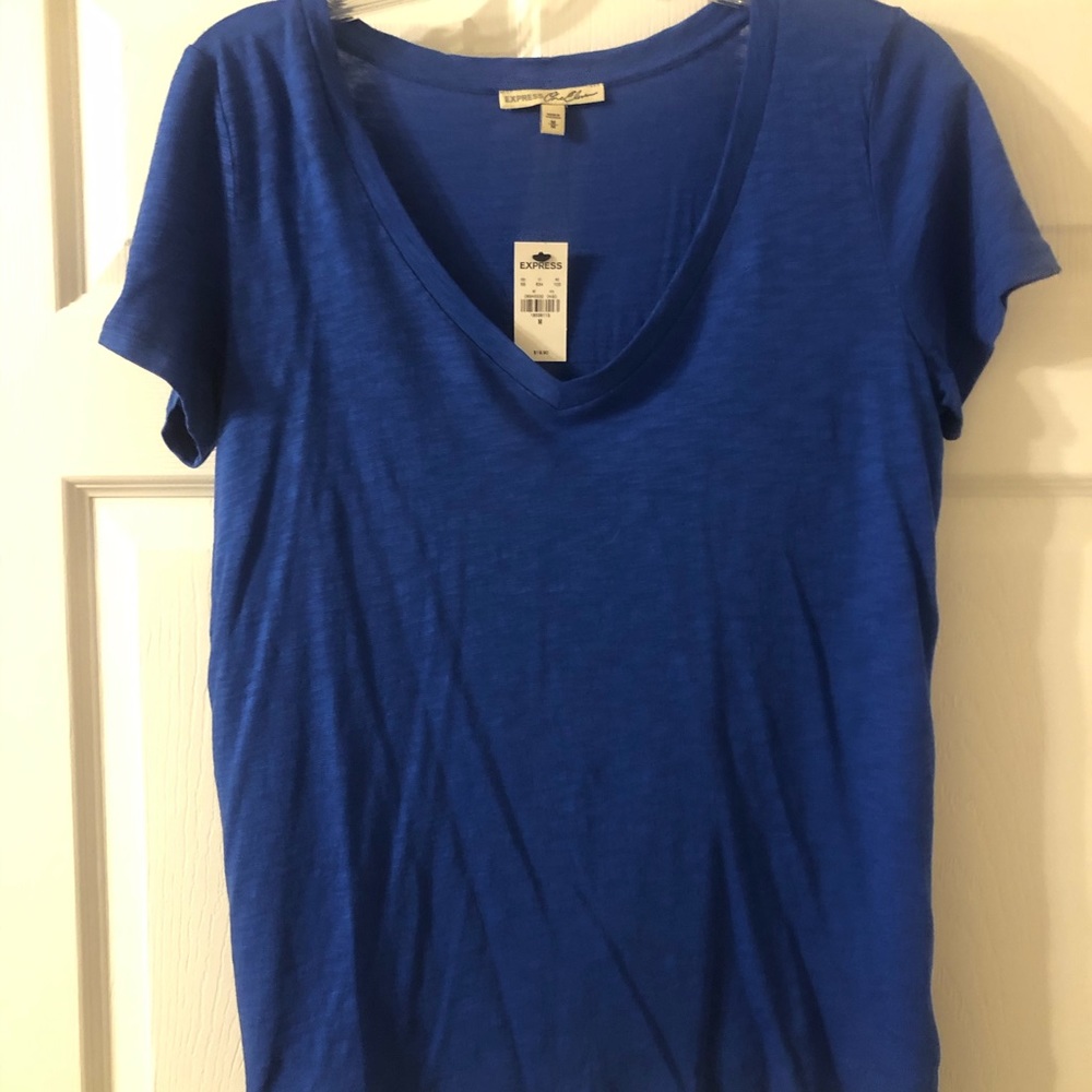EXPRESS Blue Vneck Slub Tee